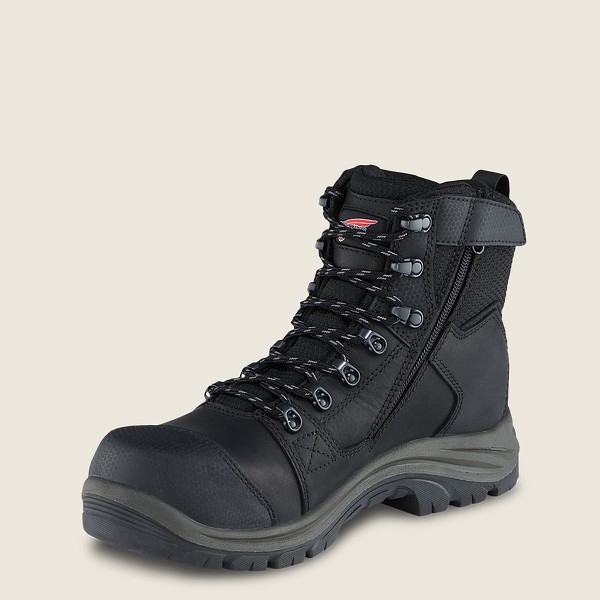 Red Wing Mens Trades - 6-inch Side-zip Waterproof Toe - Safety Boots Black - 0143CUVRG